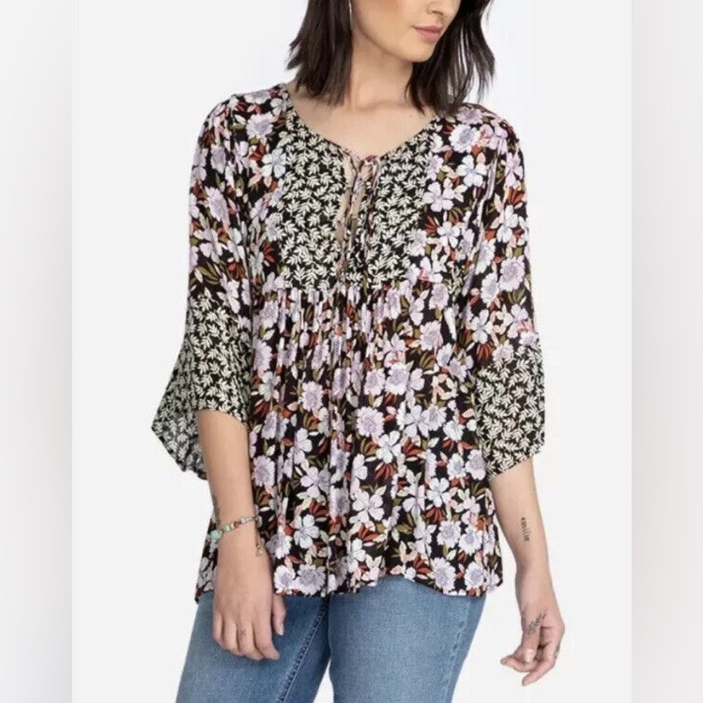 JOHNNY WAS Jade Ameesha Floral Peasant Boho Blouse, size S
